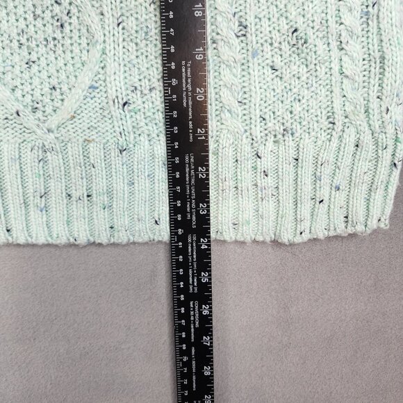Talbots Cable Knit Mock Neck Sweater Women's Size Small Green Preppy Winter - Picture 5 of 8
